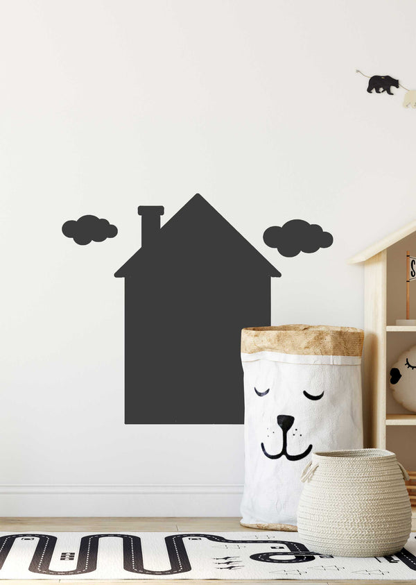 Roof house with clouds chalkboard vinyl