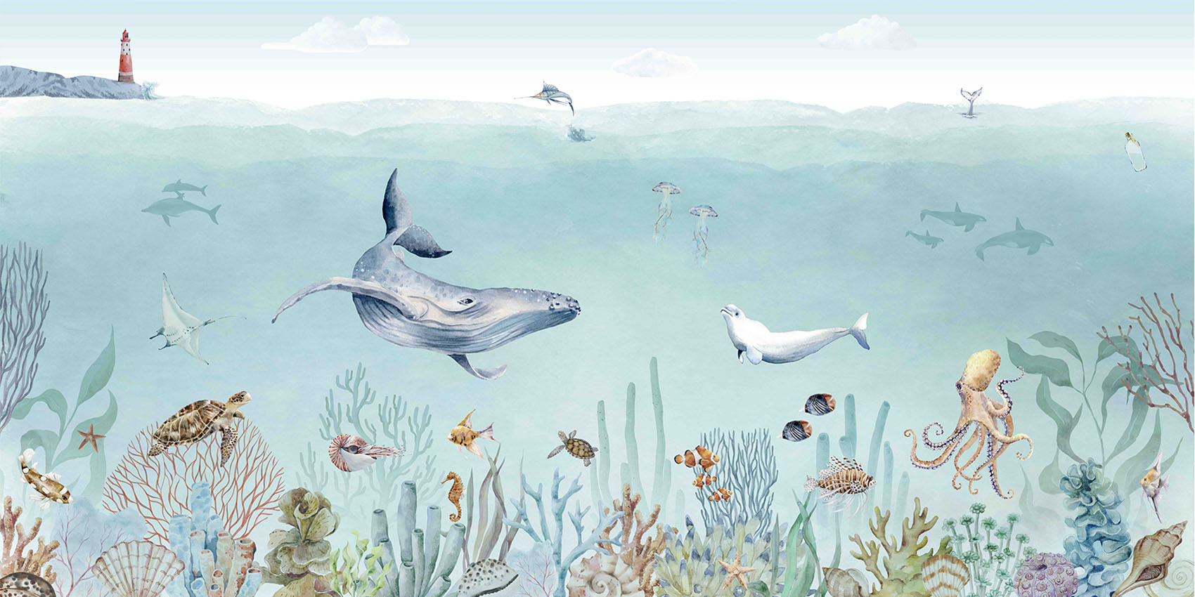 Secret sealife wall mural