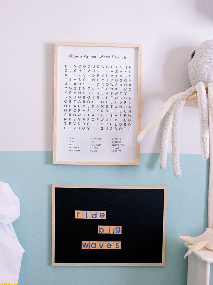 Kids wall print of an ocean animal word search