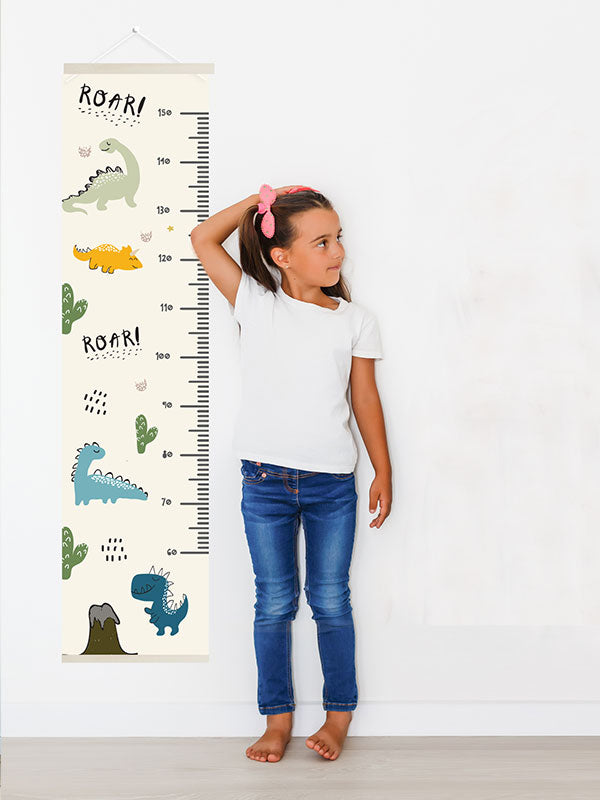 Dinosaur height chart wall decal