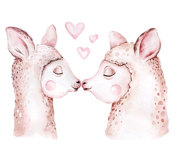 Watercolour Lamas in Love vinyl