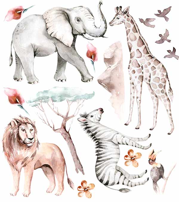 Watercolour Safari family