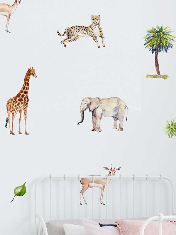 Watercolour safari family set