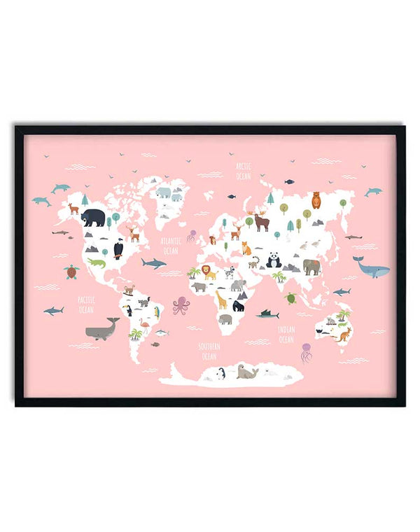 World map - pink