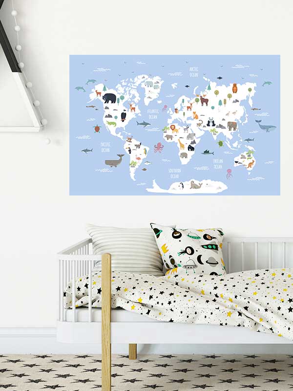 World map vinyl  2 - blue