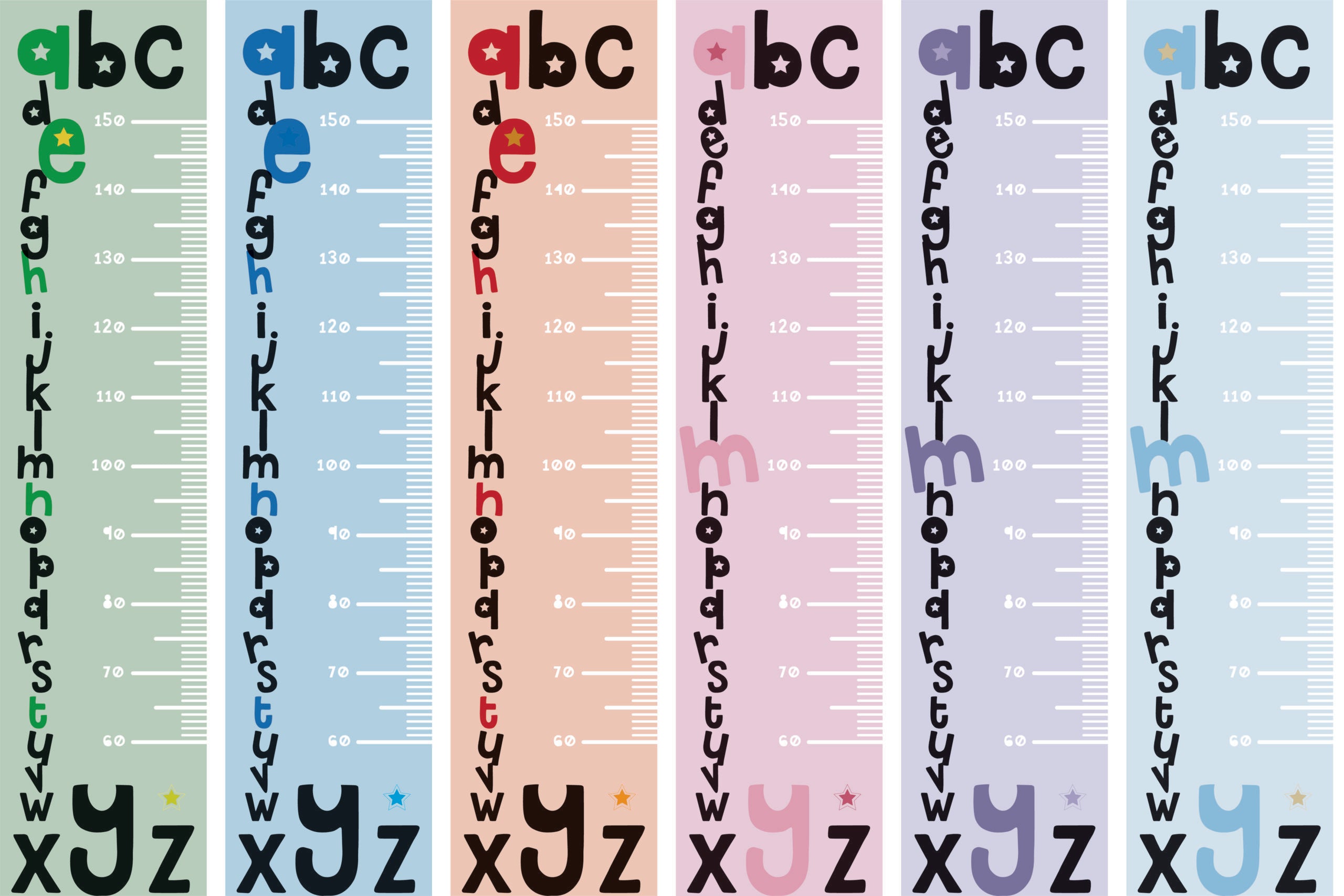 Alphabet height chart decal